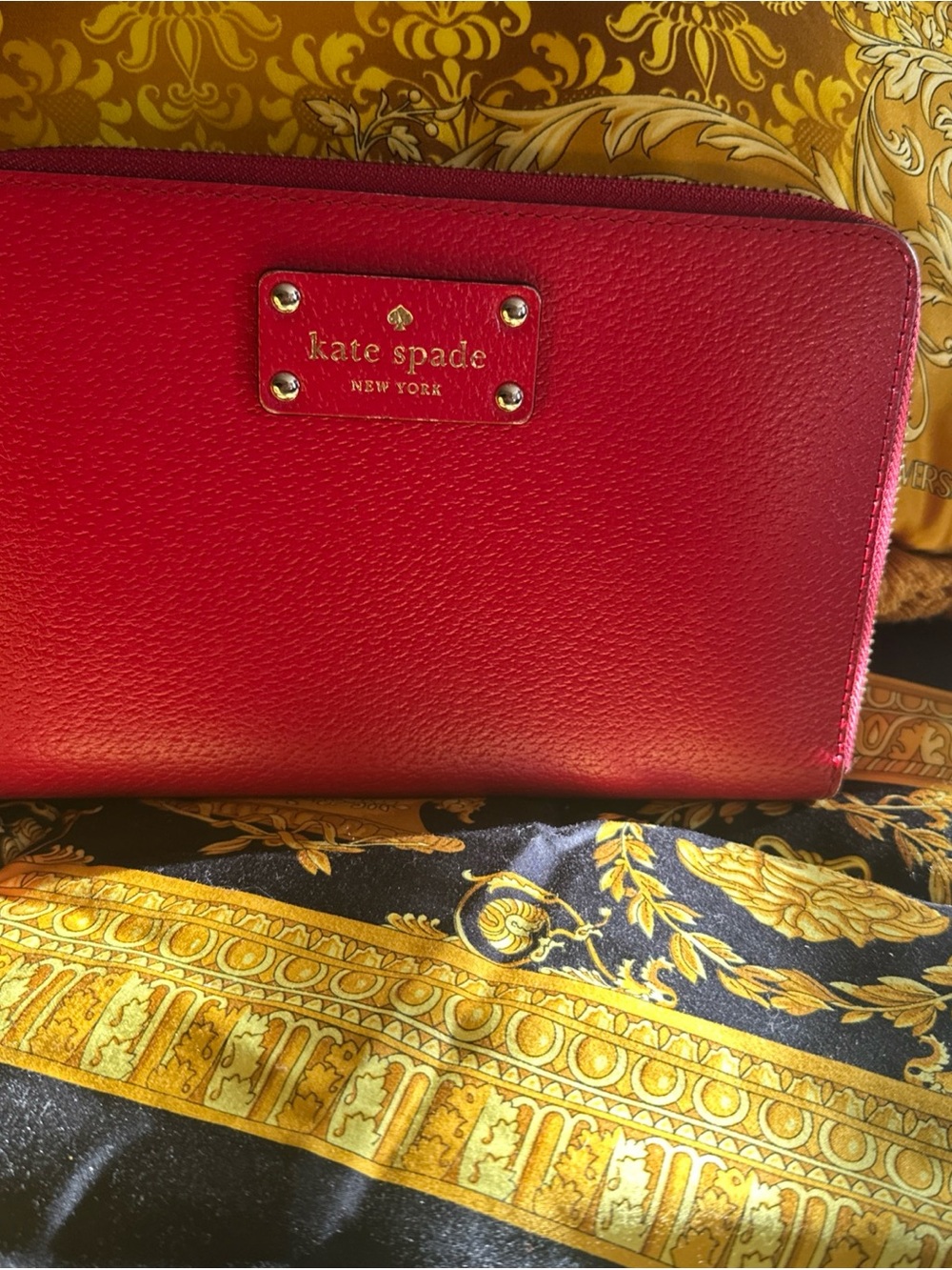 kate spade Hot Pink Continental Travel Zip Wallet EUC